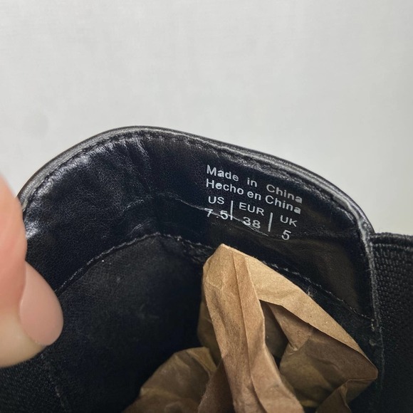 ALDO Black Leather Ankle Boots Pointed Toe Block Heel Elastic Side Panels - Picture 6 of 6